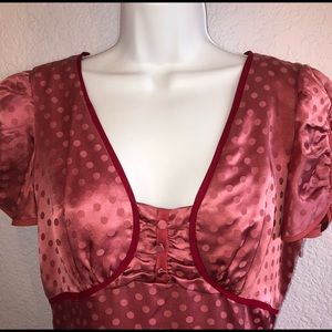 Betsey Johnson silky rose pink with polka dots dress size 8 — GUC! Prett…